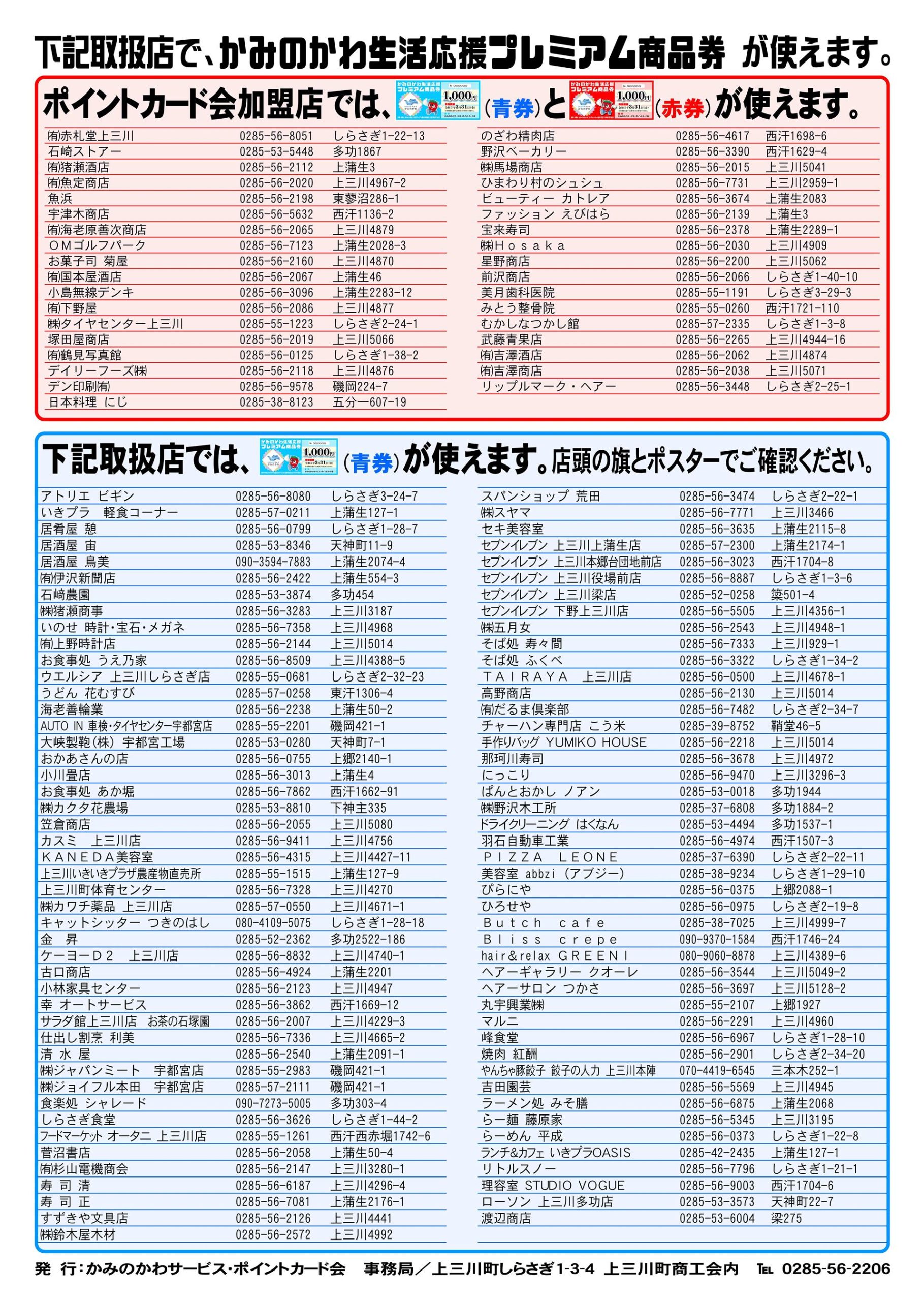 上三川町 プレミアム商品券 使えるお店一覧